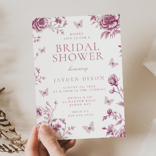 Enchanted Vintage Blush Dusty Rose Bridal Shower Invitation