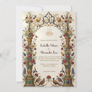 Enchanted Vintage Garden Floral Islamic Wedding Invitation