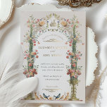 Enchanted Vintage Garden Islamic Wedding<br><div class="desc">Celebrate your union with our Enchanted Garden Islamic Wedding Invitation, which combines timeless elegance with cultural tradition. The invitation is beautifully crafted, featuring a floral arrangement that blooms in hues of blush, coral, and sage against a backdrop of soft ivory. An intricate Islamic Bismillah crowns the design, symbolising faith and...</div>