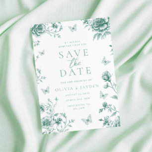 Enchanted Vintage Sage Green Floral Wedding Save The Date