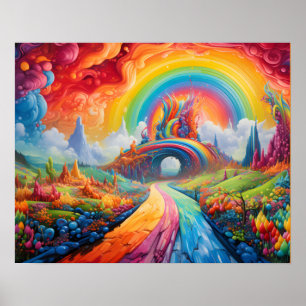 Enchanted Walkway Leading To The Rainbow on a Wall Poster