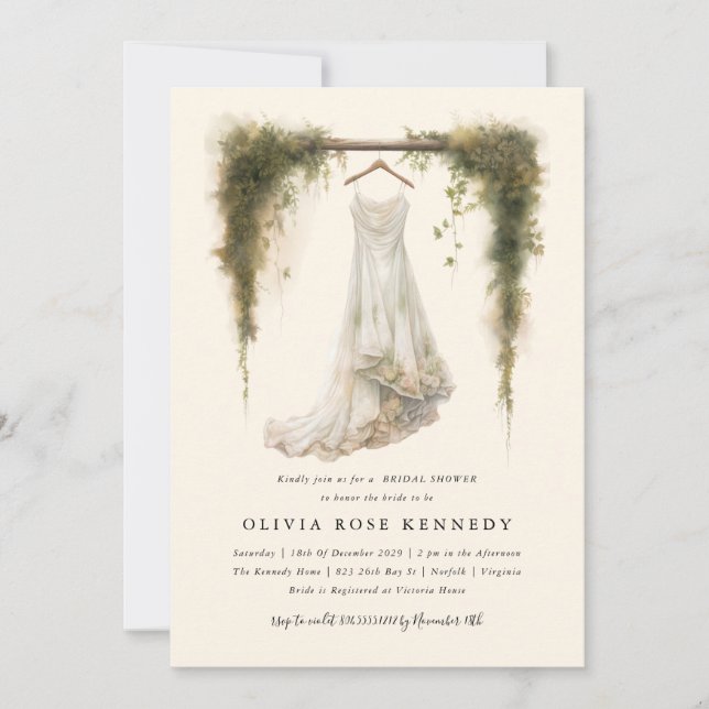 Enchanted Watercolor Forest Bohemian Bridal Shower Invitation (Front)