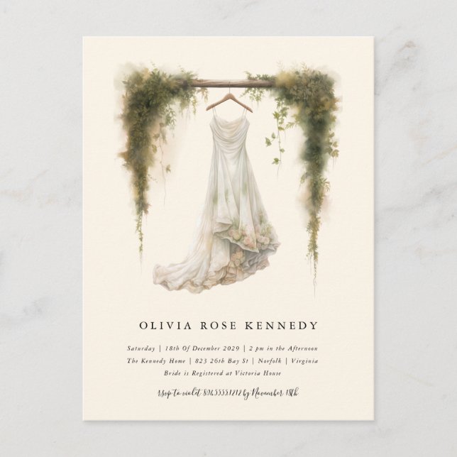 Enchanted Watercolor Forest Bohemian Bridal Shower Postcard (Front)
