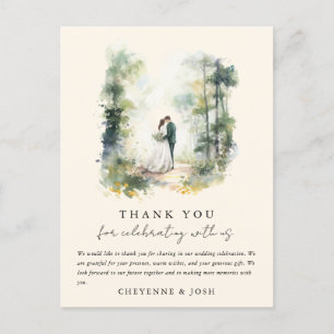 Enchanted Watercolor Forest Bohemian Thank You  Postcard