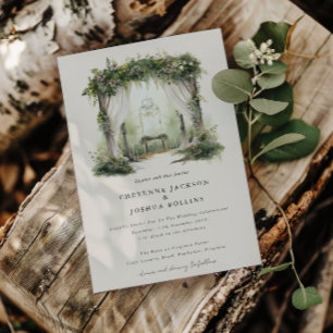 Enchanted Watercolor Forest Bohemian Wedding  Invi Invitation