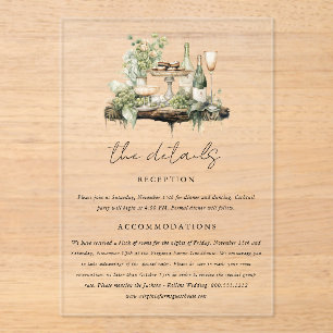 Enchanted Watercolor Forest Boho Wedding Details  Acrylic Invitations