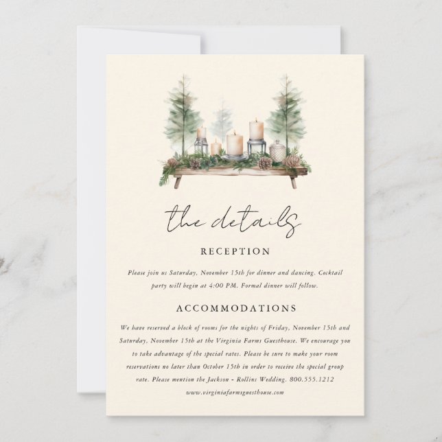 Enchanted Watercolor Forest Boho Wedding Details  Invitation (Front)