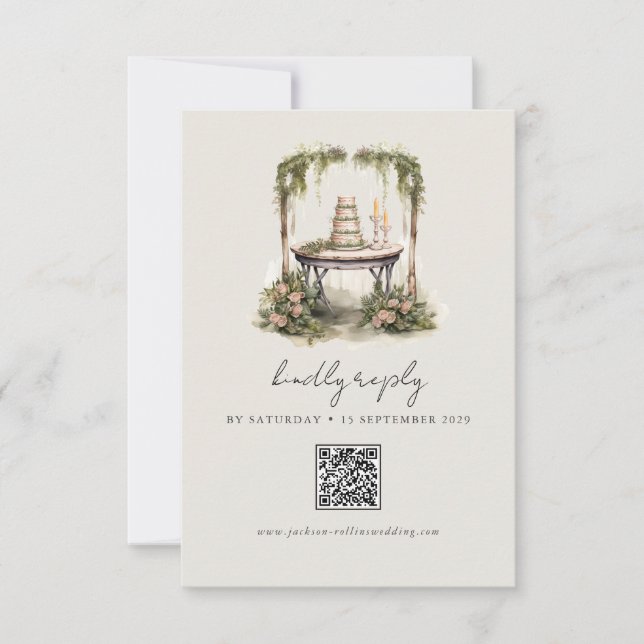 Enchanted Watercolor Forest Boho Wedding RSVP Card (Front)