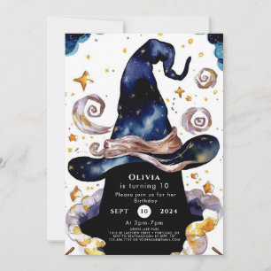 Enchanted Watercolor Whimsy Wizard Birthday Invitation