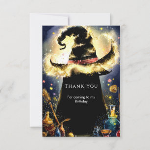 Enchanted Watercolor Wizard Birthday Thank You Card