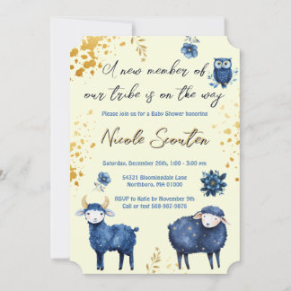 Enchanted Watercolor Woodland Gold Baby Shower Invitation