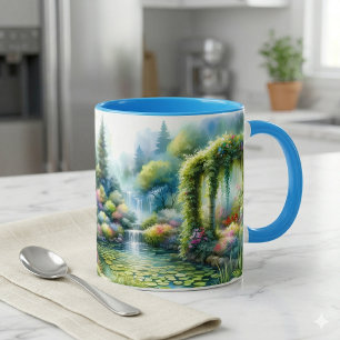 Enchanted Waterfall Garden Lily Pond Mug