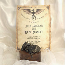 Enchanted Wedding Invitation Dragon Mediaeval Vint