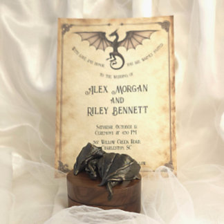 Enchanted Wedding Invitation Dragon Mediaeval Vint