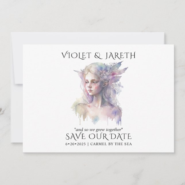 Enchanted Wedding Woodland Fairy Save The Date (Front)
