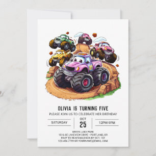 Enchanted Wheels Monster Truck Birthday Invitation