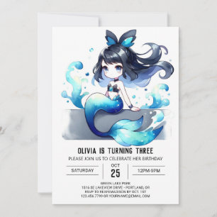 Enchanted Whimsical Mermaid Birthday Invitation