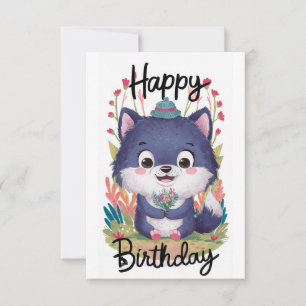 Enchanted Whimsical Wolf Digital Birthday Card