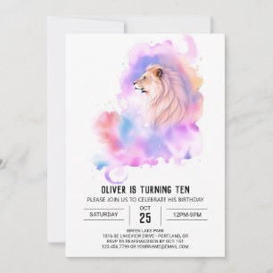 Enchanted Wild Lion Birthday Invitation