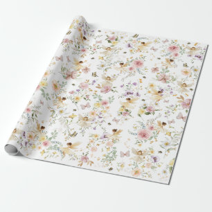 Enchanted Wildflower Fairy Garden Girl Birthday Wrapping Paper