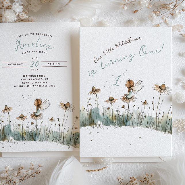 Enchanted Wildflower Meadow First Birthday Invitation (Creator Uploaded)