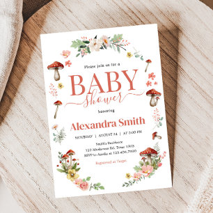Enchanted Wildflower Mushroom Baby Shower Invitation