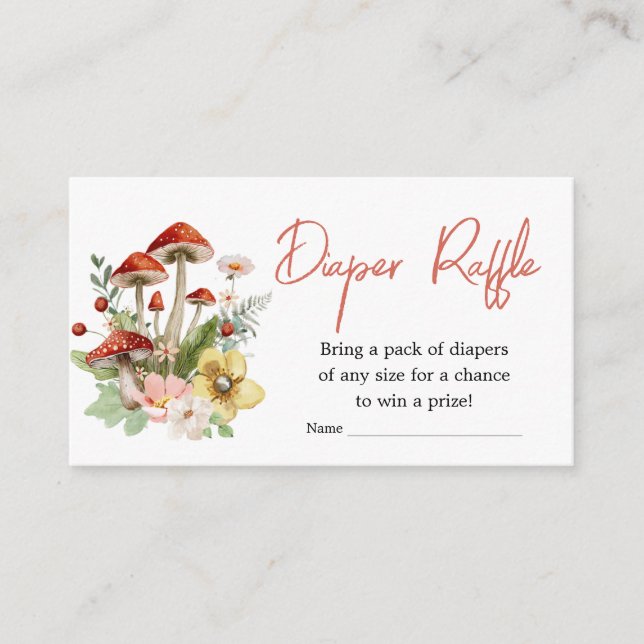 Enchanted Wildflower Mushroom Diaper Raffle Enclosure Card (Front)