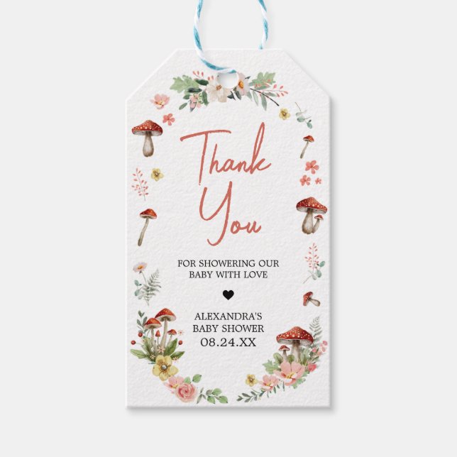 Enchanted Wildflower Mushroom Favour Tags (Front)