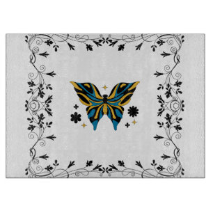 Enchanted Wings – Black and Blue Butterfly Cutting Board