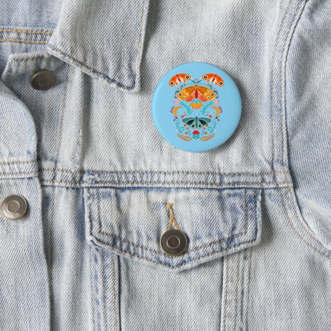 Enchanted Wings Magical Moth Butterfly 6 Cm Round Badge (In Situ)