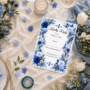 Enchanted Winter Blue Elegance Wedding RSVP Card