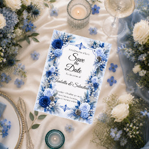 Enchanted Winter Blue Elegance Wedding Save The Date