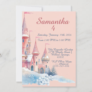 Enchanted Winter Castle Invitation, Princess 4th  Invitation