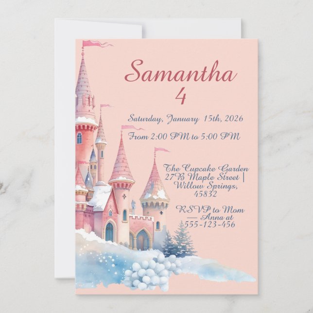 Enchanted Winter Castle Invitation, Princess 4th  Invitation (Front)