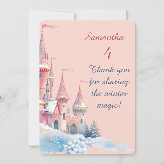 Enchanted Winter Castle Thank You Card, Princess  (Front)