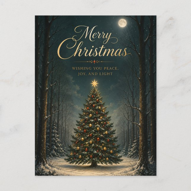 Enchanted Winter Forest Christmas Holiday Postcard (Front)