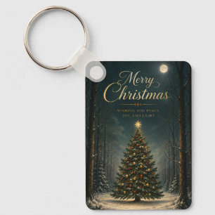 Enchanted Winter Forest Christmas Key Ring