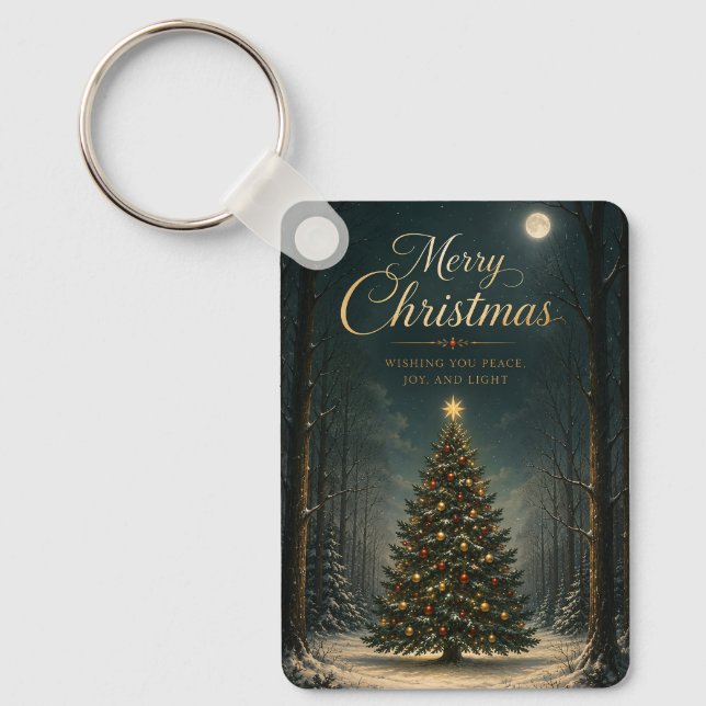 Enchanted Winter Forest Christmas Key Ring (Front)