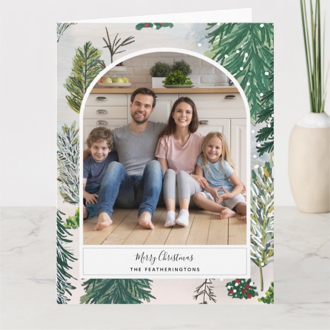 Enchanted Winter Forest Christmas Photo Postcard (Front)