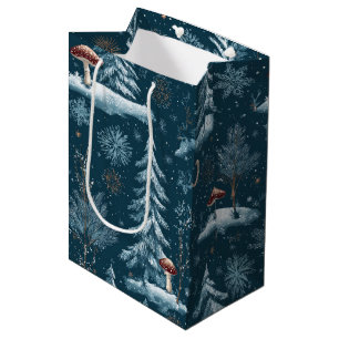 Enchanted Winter Forest Night Pattern (1) Medium Gift Bag