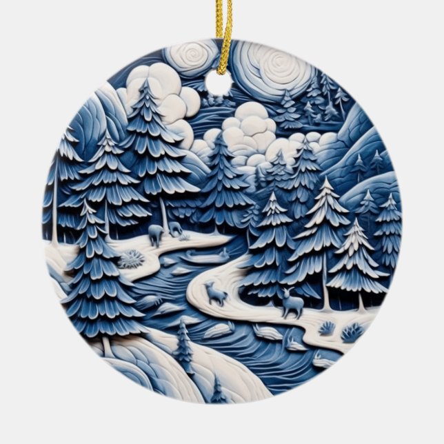 Enchanted Winter Forest Ornament (Front)