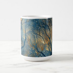Enchanted Winter Forest with Glowing Golden Trees Coffee Mug