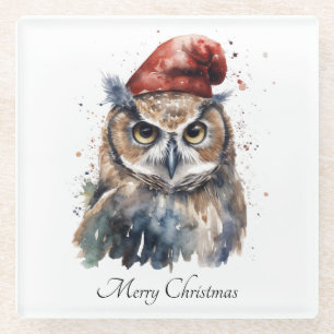 Enchanted Winter Owl, custom Glass Coaster