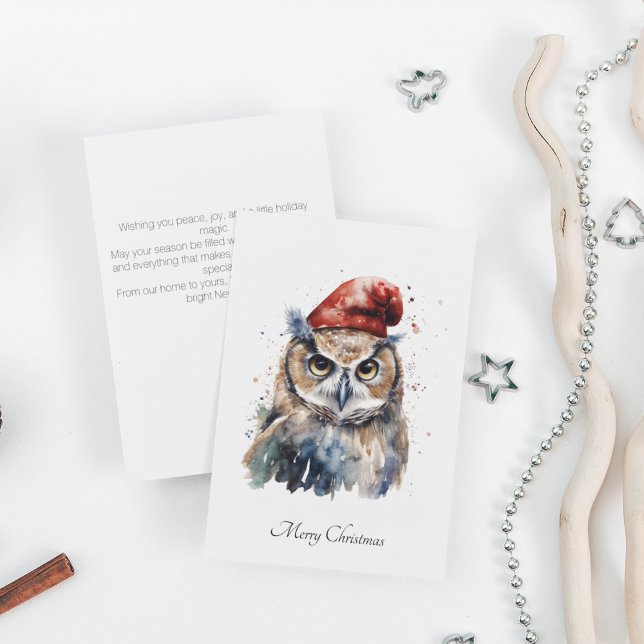 Enchanted Winter Owl, custom Holiday Card (Creator Uploaded)