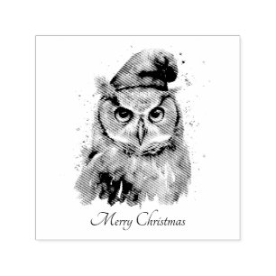 Enchanted Winter Owl, custom Self-inking Stamp