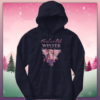 Enchanted Winter Pink Unicorn Retro Hoodie