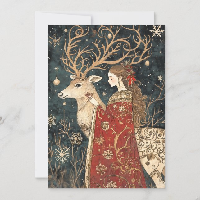 Enchanted Winter: The Maiden and the Stag Invitation (Front)