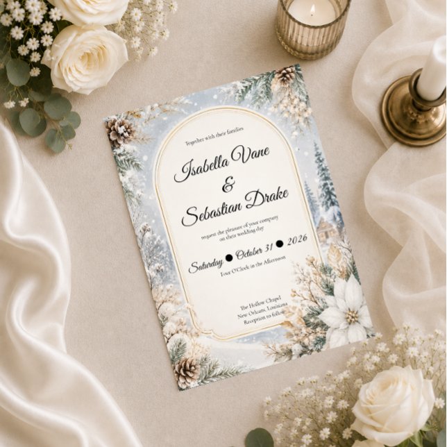 Enchanted Winter Wonderland Elegance Wedding Invitation (Creator Uploaded)