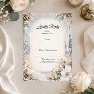 Enchanted Winter Wonderland Elegance Wedding RSVP Card