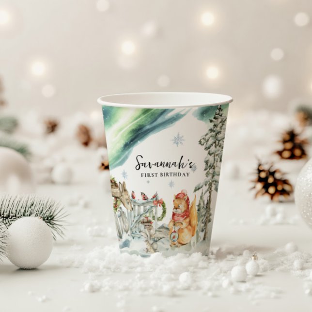 Enchanted Winter Woodland Birthday Paper Cups (Creator Uploaded)